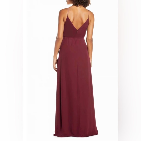WAYF Maroon Bridesmaid Maxi Wrap V-Neck‎ Dress Size Small Burgundy - Picture 7 of 14